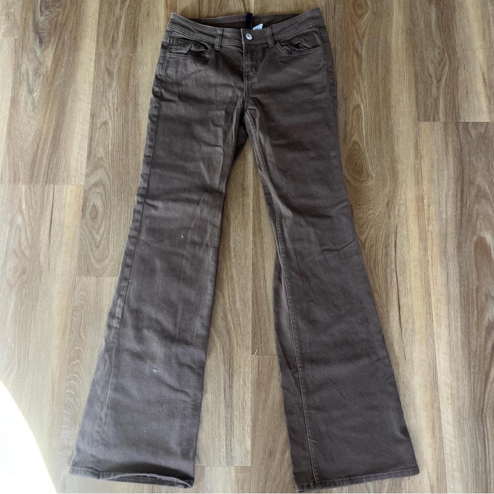 Mid/Low rise brown flare jeans